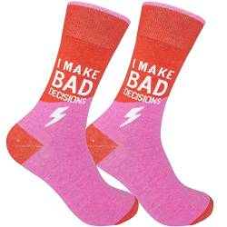 I Make Bad Decisions Crew Socken mit Botschaft,Original Unisex Sarcasm Spruch Tag Geschenk,Lustiges Accessoire für Männer Frauen Erwachsene,Bestes unsachgemäßes Jerk Lover Geschenk,Einheitsgröße von FUNATIC