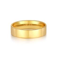 FUNEIA 14K Gold Filled Band Ring for Damen Herren Stapelringe 1mm 2mm 3mm 4mm 5mm Flache Gold Fingerring Wasserfest Statement Verlobungsringe Ehering Comfort Fit Größe 52-62 von FUNEIA