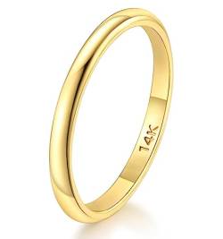 FUNEIA 14K Ring Gold für Damen Herren Vergoldete Band Ringe Frauen 2mm 3mm 4mm 5mm 6mm 8mm 10mm Eheringe Gold Stapelbare Engagement Statement Knuckle Finger Ring Comfort Fit Größe 5-11 von FUNEIA