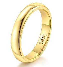 FUNEIA 14K Ring Gold für Damen Herren Vergoldete Band Ringe Frauen 2mm 3mm 4mm 5mm 6mm 8mm 10mm Eheringe Gold Stapelbare Engagement Statement Knuckle Finger Ring Comfort Fit Größe 5-11 von FUNEIA