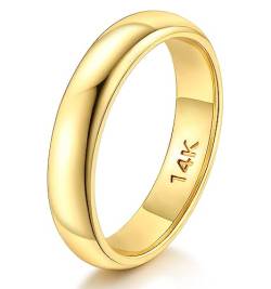 FUNEIA 14K Ring Gold für Damen Herren Vergoldete Band Ringe Frauen 2mm 3mm 4mm 5mm 6mm 8mm 10mm Eheringe Gold Stapelbare Engagement Statement Knuckle Finger Ring Comfort Fit Größe 5-11 von FUNEIA