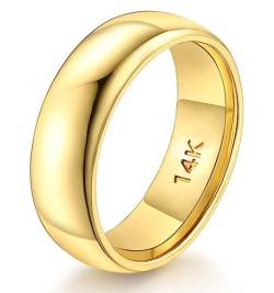 FUNEIA 27K Gold gefüllter Ring, der flachen Band Ring für Frauen stapelt von FUNEIA