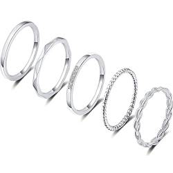 FUNEIA 5 Stück 14 Karat Vergoldet Ringe Set für Frauen Knuckle Ring Gold Damen Band Ringe Fingerring Stacking Stapelbarer Ring Midi Ring Twist Eternity Bänder Größe von FUNEIA