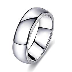 FUNEIA Silber Band Ring Damen Herren 1-8mm Breit Edelstahl Ringe für Männer Frauen Simpel Polierte Trauring Ehering Verlobungsring Daumenring Finger Ring Größen 52, 54, 57, 60, 62, 65, 67 von FUNEIA