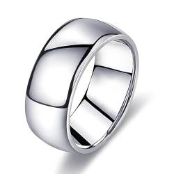 FUNEIA Silber Band Ring Damen Herren 1-8mm Breit Edelstahl Ringe für Männer Frauen Simpel Polierte Trauring Ehering Verlobungsring Daumenring Finger Ring Größen 52, 54, 57, 60, 62, 65, 67 von FUNEIA