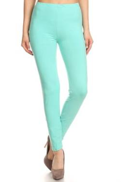 FUNGO Blickdichte Leggings Damen Baumwolle - Yoga Leggings Damen High Waist Gym Leggings Damen Sportleggins Damen Lang Sporthose Damen Lang fd (40, Mint) von FUNGO