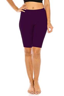 FUNGO Leggings Für Damen 1/2 Länge Capri Damen Sporthose Bunte Yoga Leggins F12 (40, Pflaume) von FUNGO