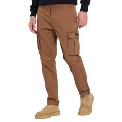 FUNKY BUDDHA Essential Mid-Rise Comfort Cargohose für Herren mit normaler Passform, Tabak-Braun, 32 von FUNKY BUDDHA