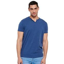 FUNKY BUDDHA Herren Essential Henley Neck T-Shirt, indigo, L von FUNKY BUDDHA