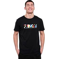 FUNKY BUDDHA Herren-T-Shirt mit lockerer Passform und Colorblock-Aufdruck, Schwarz , XL von FUNKY BUDDHA