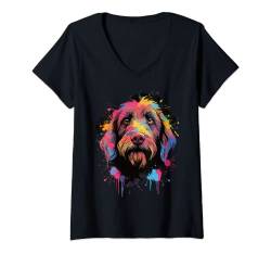 Damen Deutsch Drahthaar Hund Hunde Hunderasse T-Shirt mit V-Ausschnitt von FUNNY ART