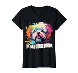 Damen Malteser Mom Hund Hunde Hunderasse T-Shirt von FUNNY ART