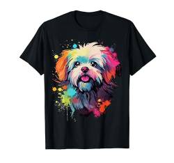 Malteser Hund Hunde Hunderasse T-Shirt von FUNNY ART