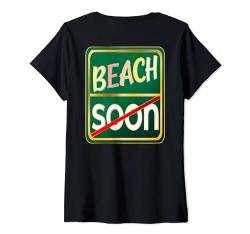 Damen Vorfreude Sommer Urlaub Strand T-Shirt mit V-Ausschnitt von FUNNY HOLIDAY FAMILY VACATION NATURE ROADTRIP