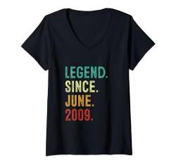 Damen 15 Jahre alte Legende seit Juni 2009 15. Geburtstag Dekoration T-Shirt mit V-Ausschnitt von FUNNYEXPRESS