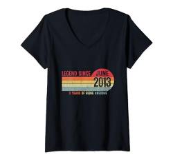 Damen Juni 2013 11. Geburtstag Dekor Vintage Legend Since 2013 T-Shirt mit V-Ausschnitt von FUNNYEXPRESS