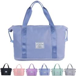 FUNSEED Reisetasche, 39 x 21 x 41 cm, einfaches Handgepäck, einfarbig, für Damen und Herren, Blau, Tragbare Reisetasche von FUNSEED