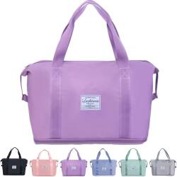 FUNSEED Reisetasche, 39 x 21 x 41 cm, einfaches Handgepäck, einfarbig, für Damen und Herren, Violett, Tragbare Reisetasche von FUNSEED
