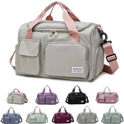 FUNSEED Reisetasche für Damen und Herren, 50 x 20 x 28 cm, Sporttasche, Handgepäck, Wochenender, Übernachtung, persönliche Gegenstände, Reisetasche, Grau+Pink, 19.6×8.26×11 inch, Multifunktional: von FUNSEED