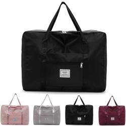 FUNSEED Reisetasche für Damen und Herren, 52 x 19 x 39 cm, große Kapazität, leicht, Handgepäcktasche, Schwarz, Tragbare Reisetasche von FUNSEED