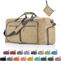 FUNSEED Reisetasche für persönliche Gegenstände, 65 l, Handgepäck, Wochenendtasche, Turnbeutel für Damen und Herren, Braun, 115L, Tragbare Reisetasche von FUNSEED