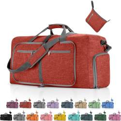 FUNSEED Reisetasche für persönliche Gegenstände, 65 l, Handgepäck, Wochenendtasche, Turnbeutel für Damen und Herren, Rot/Ausflug, einfarbig (Getaway Solids), 115L, Tragbare Reisetasche von FUNSEED