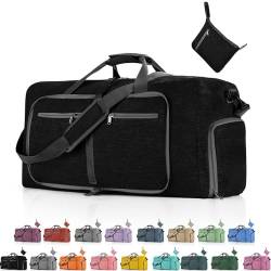 FUNSEED Reisetasche für persönliche Gegenstände, 65 l, Handgepäck, Wochenendtasche, Turnbeutel für Damen und Herren, Schwarz, 115L, Tragbare Reisetasche von FUNSEED