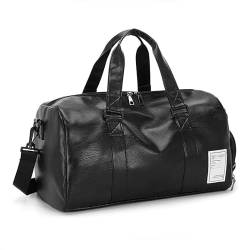 FUNSEED Sporttasche für Damen und Herren, Wochenendreisen, Übernachtung, PU-Handgepäck, Schwarz, Small, Reisetasche von FUNSEED