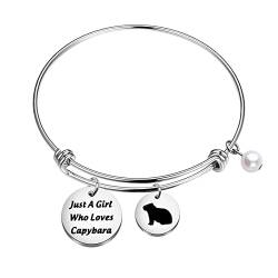 FUNYSO Capybara Armband Geschenk Just A Girl Who Loves Capybara Armband Nager Geschenk Capybara Liebhaber Armband Capybara Züchter Geschenk, S, Metall, NA UNKNOW von FUNYSO