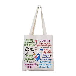 FUNYSO Mary Tote Bag Poppins Musical Tote Mary Merch Poppins Zitat, beige, 0 von FUNYSO
