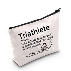 Kosmetiktasche mit Triathlon-Liebhabern, Geschenk, Triathleten-Definition, Ironman-Geschenk, gebrochenes weiß, Triathlete noun UK, Harry's Girl Tasche UK von FUNYSO