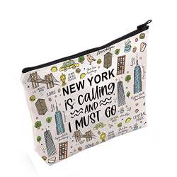 NYC Gift New York is Calling and I Must Go Kosmetiktasche Reisegeschenk New York Urlaubsgeschenk, gebrochenes weiß, big, And I Must Go UK von FUNYSO