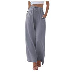 Culottes Hosen Damen Plissee Damen Leinenhose Weite Beine Hose Sommer Loose Hose Damen Locker Leichte Sommerhose Lang Sommerhosen Damen Leicht Leinen Caprihose Mit Hohem Bund von FUPODD