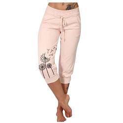 FUPODD 3/4 Hose Damen Sommer Sporthose Damen Kurz Leggings High Waist Jogginghose Mit Kordelzug Jeggings Leicht Und Luftig Dreiviertel Hose Große Größen Yogahose Frauen Eng Baumwolle von FUPODD