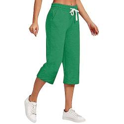 FUPODD Caprihose Damen Hoher Bund Caprihose Damen Sommer Freizeithose mit Gummibund Stretch Hose Damen Hosen Chino Sommerhosen Damen Leicht Und Luftig 3/4 Capri Hose Damen mit Taschen von FUPODD