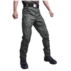 FUPODD Cargo Jogginghose Herren Chino Hose Herren Regular Fit Cargohose Herren Graue Jogginghose Herren Baggy Wanderhose Herren Lang Trainingshose Herren mit Taschen Freizeithose von FUPODD