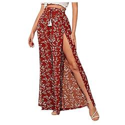 FUPODD Culottes Hosen Damen Ouvert Leichte Sommerhose, Damen Palazzo Hose Mit Schlitz Damen Sommerhosen Leicht Und Luftig Freizeithose Offener Wickelhose Mit Kordelzug Marlenehose Elegant Hohe Taille von FUPODD