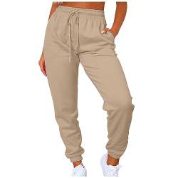 FUPODD Damen Jogginghose mit Taschen Hose Damen Gummibund Trainingshose Damen Große Größen Trekkinghose Winter Sporthose Weit Sporthose Freizeithose Jogginghosen Outdoorhose mit Kordelzug von FUPODD