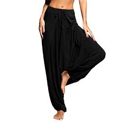 FUPODD Haremshosen Für Damen Baggy Sommerhose Damen Leicht Palazzo Hose Damen Elegant Wickelhose Damen Thai Hosenrock Marlenehose Hohe Taille Niedrige Leibhöhe Culottes Hosen Festlich Elegant von FUPODD