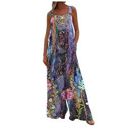 FUPODD Hosenanzüge für Damen Overalls & Jumpsuits für Mädchen Jumpsuit Damen Lang Schnittmuster Boho Sommer Italienische Mode Overall Rückenfreier Gemütlich Latzhose ärmelloser Onesie Blumen von FUPODD