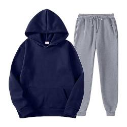 FUPODD Jogginganzug Herren Set Trainingsanzug mit Kapuze Langarm Kapuzenpullover Hoodie Jogginghose 2-Teiliger Jogginganzüge Herren Warm Sportanzug Freizeitanzug Gym Fitness von FUPODD