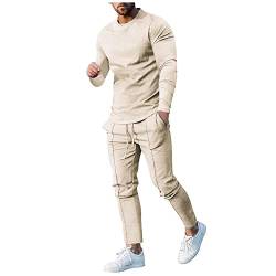 FUPODD Jogginganzug Herren Winter Herbst 2-Teilig Trainingsanzug Einfarbig Rundhals Sportanzug Baumwolle Jogginganzüge Für Männer Hausanzug Warm Hosenanzug Festlich Elegant Trainingsanzüge Fussball von FUPODD