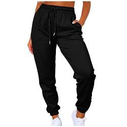 FUPODD Jogginghose Damen Baggy Outdoorhose Damen Stretch Luftige Sporthose Lang mit Kordelzug Streetwear Weite Trainingshose Schwarze Wanderhose Herbst Trainings Freizeithose von FUPODD