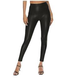 FUPODD Lederhose Damen High Waist Lederhose Damen Oktoberfest Kunstleder Push Up Leggings Damen Po Stretch Lederleggings Schwarz Leggins Elegant Thermo Leder Winter Übergröße Kunstlederhose Sexy von FUPODD