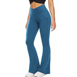 FUPODD Leggings Damen,Sport Leggings Damen Booty Scrunch Yogahose Weites Bein Po Push-Up Hose Sporthose Lang Damen Ausgestelltes Bein Jogginghose Hohe Taille Farbverlauf Fitnesshose Mit Schlag von FUPODD