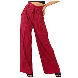 FUPODD Leichte Sommerhose Damen Leinenhose Damen Sommer Freizeithose Leicht Elegant Stoffhose Palazzo Hose Locker Weites Bein Sommerhose High Waist Luftig Leinen Strumpfhosen Schlupfhose von FUPODD