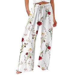 FUPODD Leichte Sommerhose Damen Schlaghose Stoff Damen Bunt Sommerhosen Weites Bein Sommerhose High Waist Bequem Luftig Farbverlauf Strumpfhosen Freizeithose Leicht Elegant Stoffhose Palazzo Hose von FUPODD