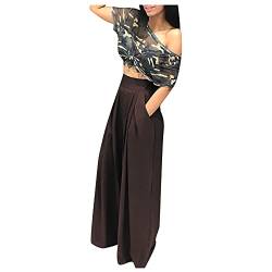 FUPODD Schlaghose Damen 70er Große Größen Stoffhose Palazzo Hose Wickelhose Elegant Hose Damen Sommer Lang Weites Bein Marlenehose Damen Hohe Taille DüNne Sommerhose Damen Lang von FUPODD