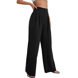 FUPODD Stoffhose Damen Sommer Leicht Damen Arbeitshose Stretch High Waist Hose Damen Elegant Stretch Sporthose Freizeithose Jogginghose Cargohose Damen High Waist Anzughose Elegant Business von FUPODD