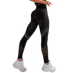 FUPODD Yogahose Damen Lang Schwarze Leggings mit Bauchkontrolle Push Up Leggings Damen Po Hose Damen Stretch High Waist Leggings Yogahose Fitnesshose Gym Sporthose Fahrradhose von FUPODD